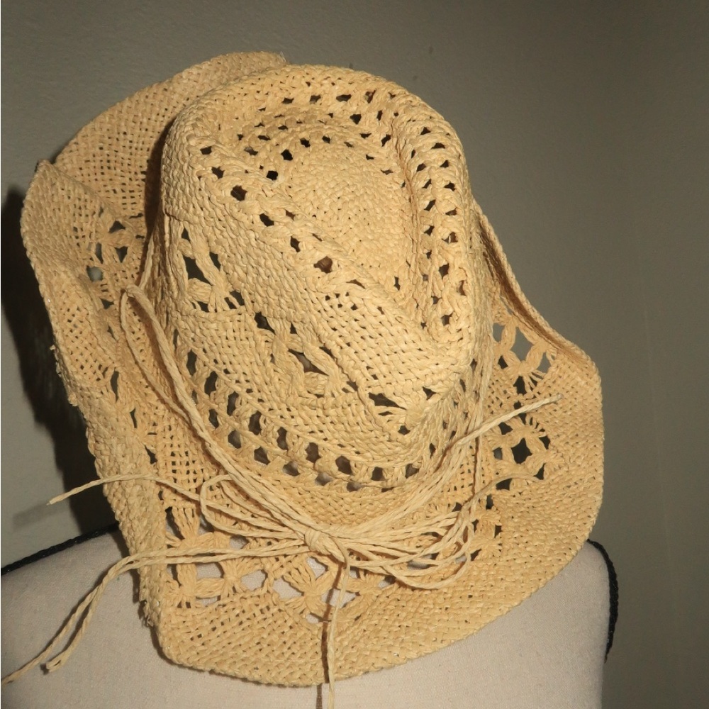 Peppermayo Women’s Straw Crochet Sun Hat - Cream - Picture 2 of 5